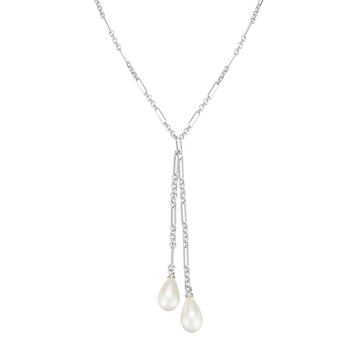 Adorned Pearl Lariat Necklace