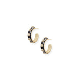 Enchanted Mini Beaded Hoop Earrings in Black/Gold