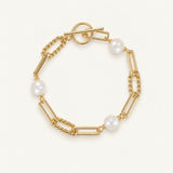 She's Spicy Pearl Chain Link Bracelet Ivory Pearl Gold