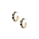 Enchanted Mini Beaded Hoop Earrings in Black/Gold