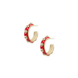 Enchanted Mini Beaded Hoop Earrings in Red/Gold