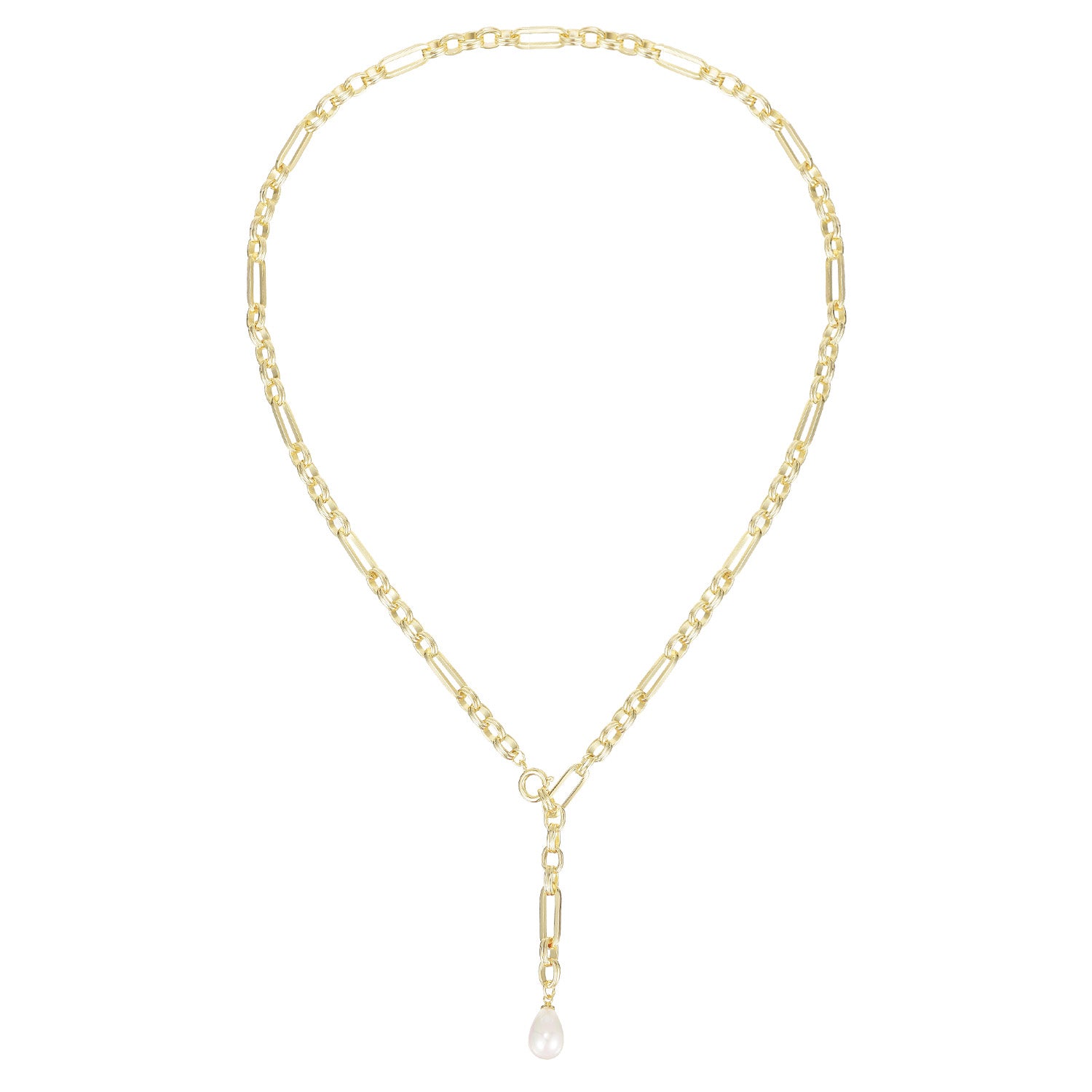 Allure Pearl Lariat Necklace in Gold