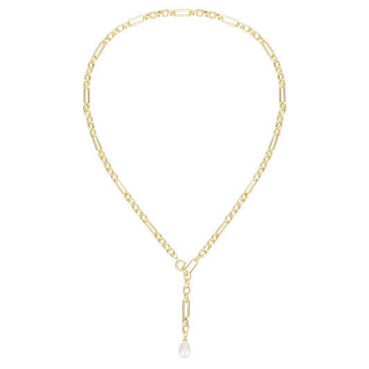 Allure Pearl Lariat Necklace in Gold