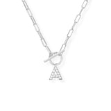 Sparkle Mini Toggle Initial Necklace in Silver
