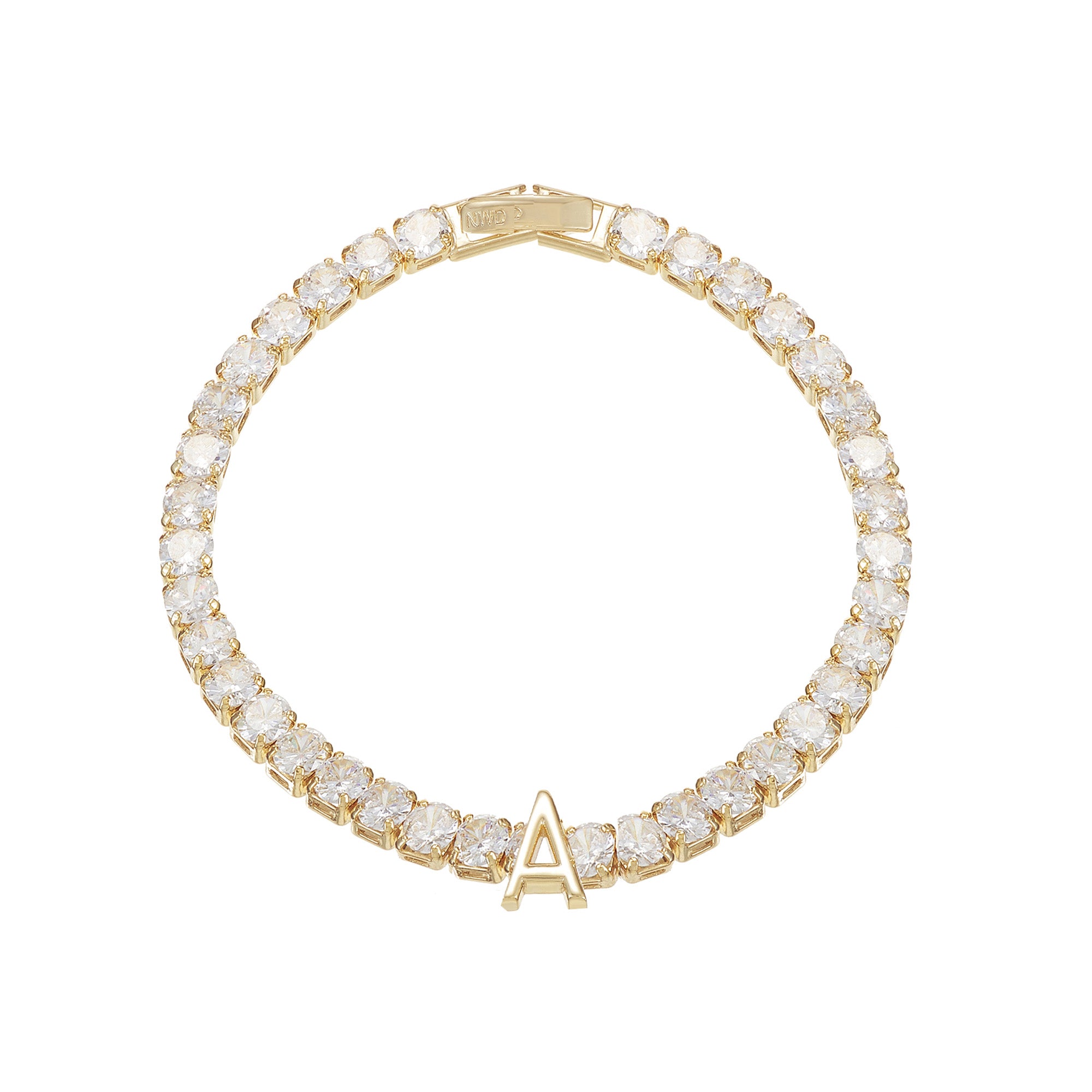 Enchanted Tennis Initial Bracelet In Gold Natalie Wood Designs enchanted-tennis-initial-bracelet-in-gold-natalie-wood-designs