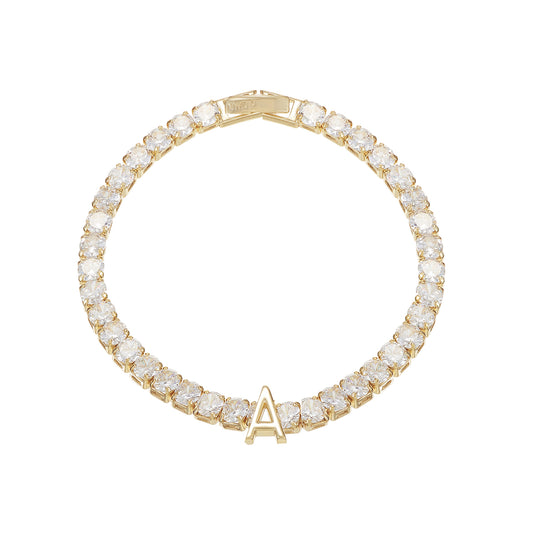 Enchanted Tennis Initial Bracelet in Gold