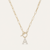 Sparkle Mini Initial Necklace in Gold