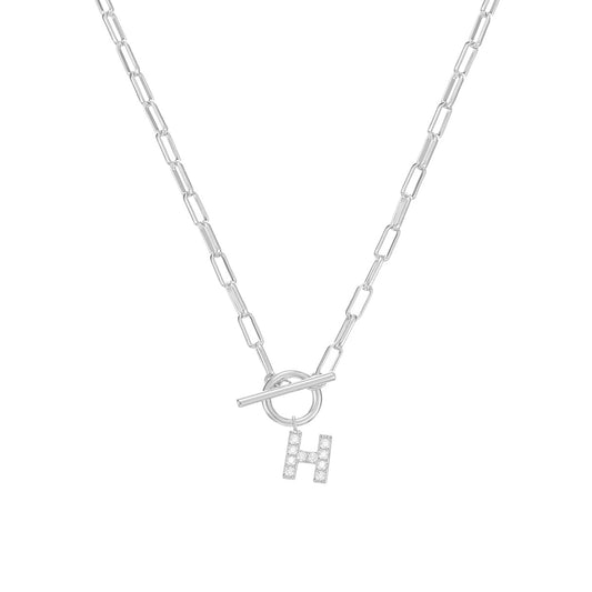 Sparkle Mini Initial Necklace in Silver
