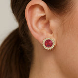 Allure Stud Earrings in Red Crystal/Gold