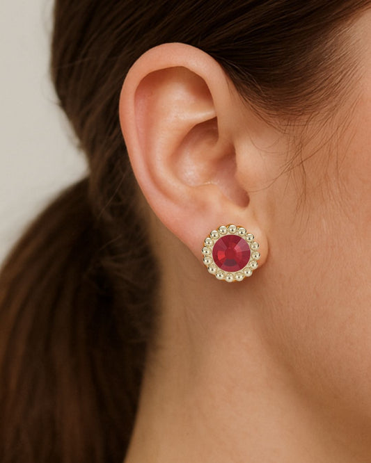 Allure Stud Earrings in Red Crystal/Gold
