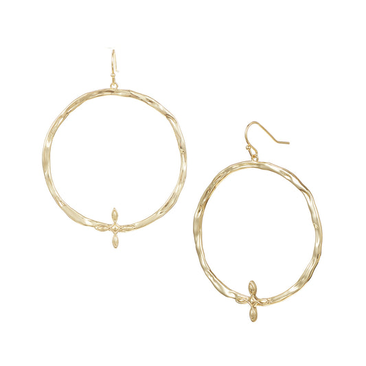 Radiant Cross Hoop Earrings in Gold