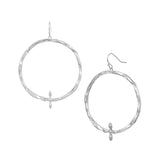 Radiant Cross Hoop Earrings in Silver