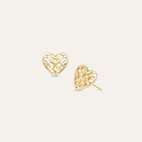 Believer Heart Stud Earrings in Gold