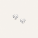Believer Heart Stud Earrings in Silver