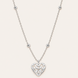 Believer Heart Drop Necklace in Silver