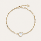 Adorned Heart Bracelet in White Enamel