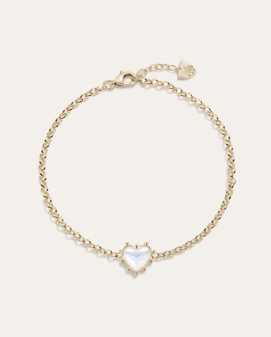 Adorned Heart Bracelet in White Enamel