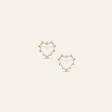 Adorned Heart Stud Earring in White Enamel