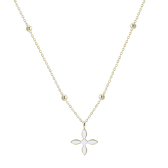 Enamel Cross Drop Necklace in White