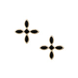 Enamel Cross Stud Earrings Black Enamel/Gold