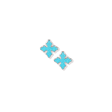 Cross Stud Earrings Turquoise Silver