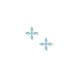 Enamel Cross Stud Earrings Light Blue Enamel Gold