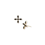 Enamel Cross Stud Earrings Black Enamel/Gold