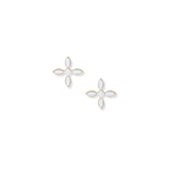 Enamel Cross Stud Earrings White Enamel Gold