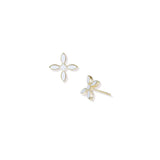 Enamel Cross Stud Earrings White Enamel Gold