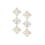 Cross Linear Statement Earrings Ivory Pearl Gold Gold