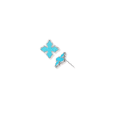 Cross Stud Earrings Turquoise Silver