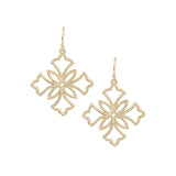 Heirloom Cross Drop Earrings in Gold