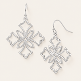 Heirloom Cross Drop Earrings in Silver