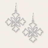 Heirloom Cross Drop Earrings in Silver