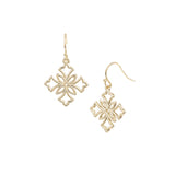 Heirloom Mini Cross Drop Earrings in Gold