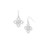 Heirloom Mini Cross Drop Earrings in Silver