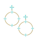 Radiant Beaded Statement Earrings in Light Blue Enamel