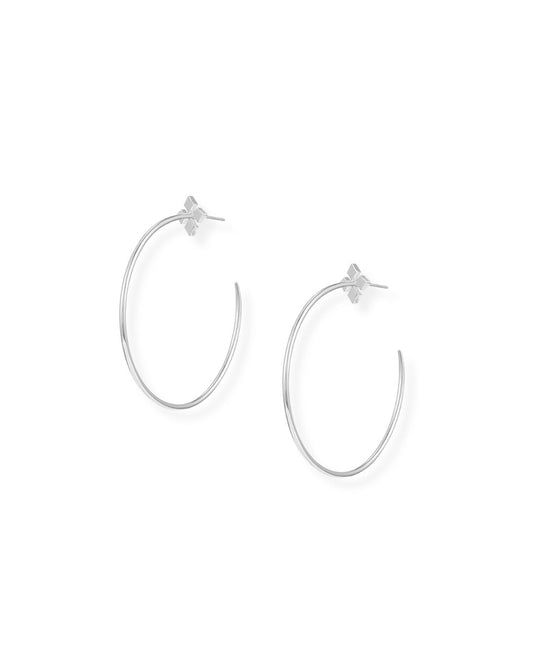 Heritage Cross Hoop Earrings in Silver