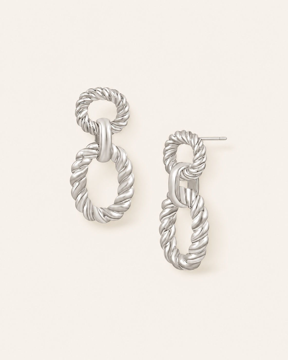 Heirloom Link Earrings in Silver