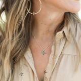 Enamel Cross Drop Necklace Black Enamel Gold