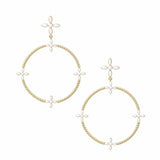 Radiant Beaded Statement Earrings in White Enamel