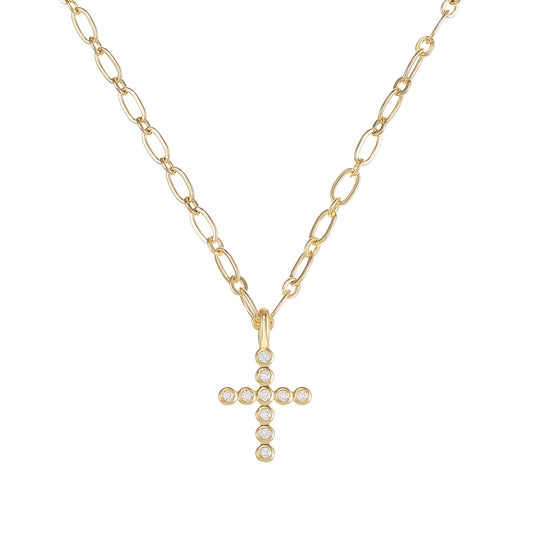 Legacy Cross Drop Necklace in Gold