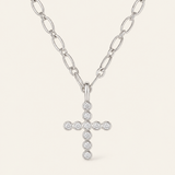 Legacy Cross Drop Necklace in Silver
