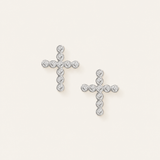 Legacy Cross Stud Earrings in Silver