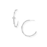 Legacy Cross Hoop Earrings in Silver