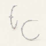 Legacy Cross Hoop Earrings in Silver