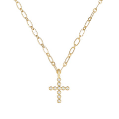 Legacy Cross Drop Necklace in Gold