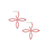 She's Classic Cross Hoop Earring in Gold Candy Cane