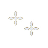 Enamel Cross Stud Earrings White Enamel Gold