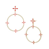 Radiant Beaded Statement Earrings in Red Enamel